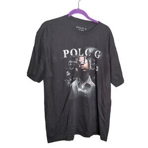 Polo G Mens Rapper‎ Capalot Authentic Graphic Print T-Shirt Cotton Black Size XL